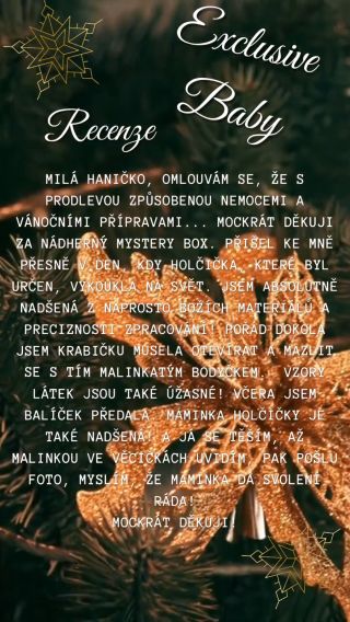 Nejste si s mystery boxy Exclusive Baby jistí? Pojďme mrknout na recenze zakaznic, ktere mi dorazily po loňských mystery...